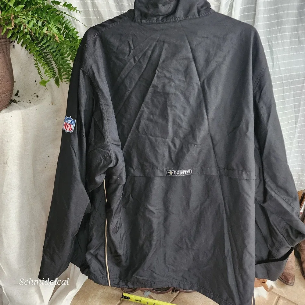 Reebok NFL New Orleans Saints Windbreaker Jacket Mens 2XL Black On Field Zip
